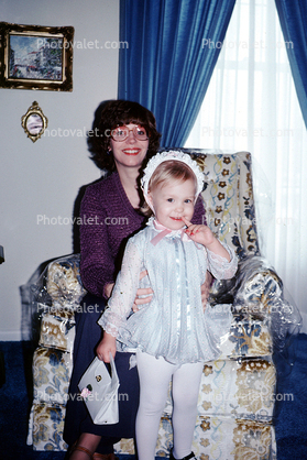 Daughter, Doting, Bonnet, Purse, Dress, Stockings, Chair, May 1982, 1980s