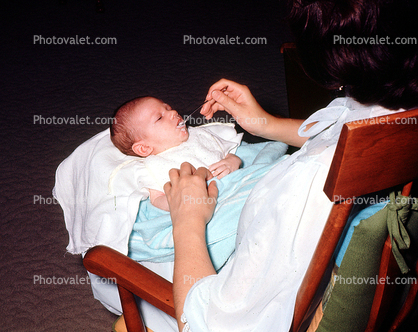 Spoon Feeding, Infant, Toddler, June 1966, 1960s