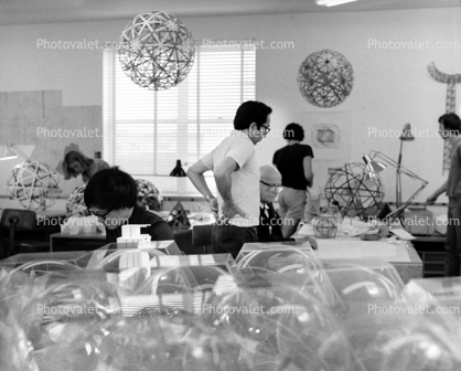 Buckminster Fuller and Shoji Sadao, at the Isamu Noguchi Studios, Great Circles, artifacts, Long Island City, New York