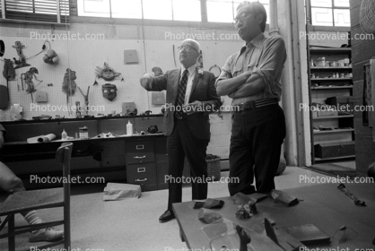 Buckminster Fuller and Shoji Sadao, at the Isamu Noguchi Studios, Long Island City, New York