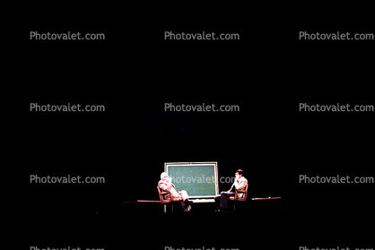 Chalkboard, stage, "Conversations with Buckminster Fuller" event, New York City