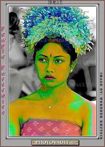Psychedelic Colors, woman, flowers, Ubud, Bali