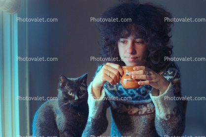Woman, female, cat