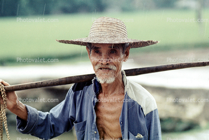 Hat, Man, Male, Skinny, Malnourished, China, 1973, 1970s