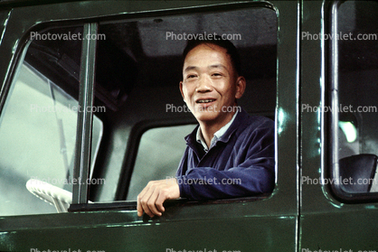 Man, Truck Driver, Face, Chinese, China, 1973, 1970s