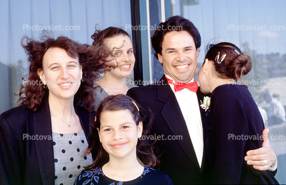 Father, Mother, Daughters, siblings, smiles, bowtie