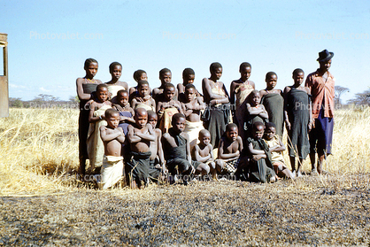 Group of Children, Boys, Girls, Kenya, 1951, 1950s