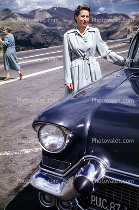 Woman, Coat, cars, automobiles, vehicles, August 1958, 1950s