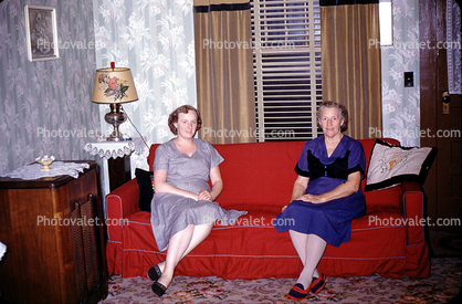 Female, woman, lady, sofa, lamp, 1940s