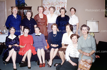Women in a group, March 1960, 1960s
