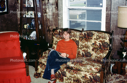 Woman, Girl, Sofa, Couch, 1950s