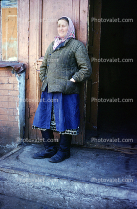 Woman, Dress, Boots, scarf, jacket, 1940s