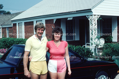 Couple, Man, Woman, Shorts, shirt, busty, 1970s