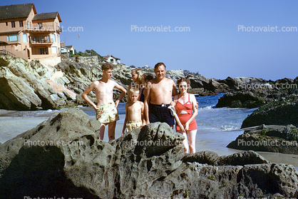 Beach, Shoreline, rocks, ocean, cliffs, 1950s