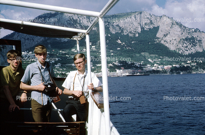 Three-Boys Sighseeing, boat, 1950s