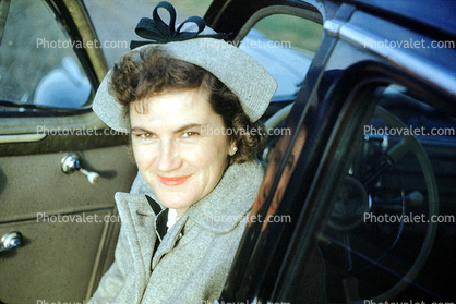 Woman, Face, Hat, smile, coat, 1940s