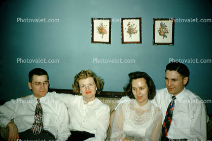Women, Men, Suit, Tie, Shirts, Woman, Parkforest Illinois, 1953, 1950s