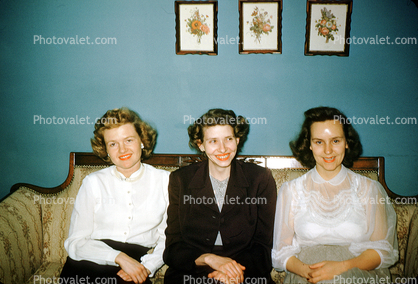 Alice Bush, Woman, Smiles, Grace Stiert, Shirley Stiert, Parkforest Illinois, 1953, 1950s