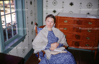 Woman, Costume, Shawl, Sturbridge, Massachusetts, 1981