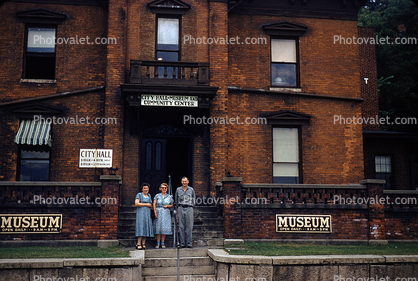 City Hall Museum, Woman, Man, Brick Building 1940s