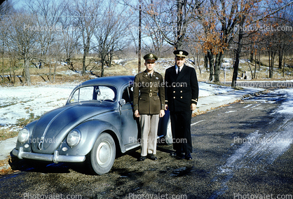 Army Military Men in Uniform, Volkswagen Beetle, 1950s