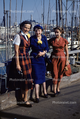 Three Women at Fisherman's Wharf, 1940s