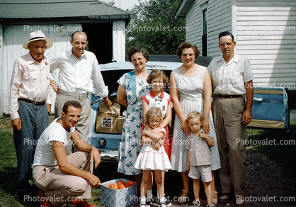 Group Portrait, Family, girl, boy, Men, Women, 1950s
