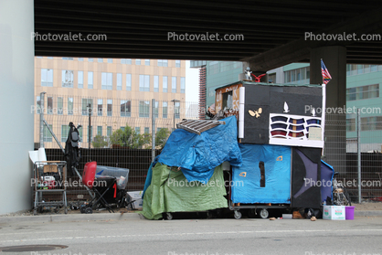 Squatter Encampment, Homeless Encampment, shantytown, tent habitat, shelter