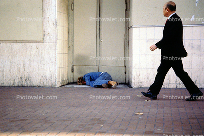 Homeless, Man Sleeping in a Doorway, Drunken, Drunkard, Tenderloin