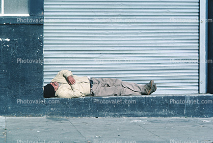 Homeless Man Sleeping, sidewalk, Tenderloin