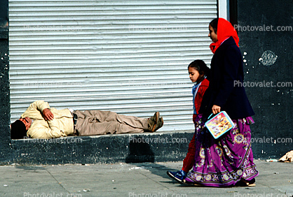 Tenderloin, Homeless Man Sleeping, sidewalk