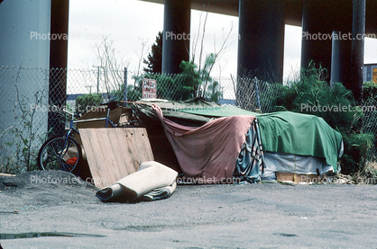 Homeless Encampment, Squatter, Shantytown, Interstate Highway I-280, Potrero Hill