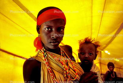 Mother and her Child in a Tuberculosis Tent, Refugee Camp, near the Ethiopia Somalia border, African Diaspora, Somalia