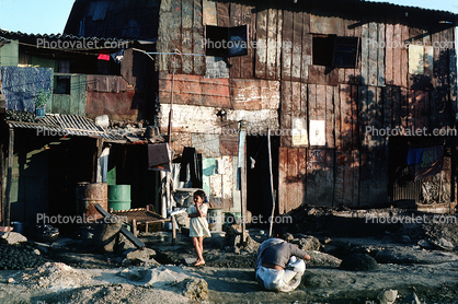Slum, Tin shack building, Dharavi Mumbai