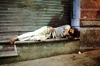 Man Sleeping on the Sidewalk, Mumbai, India