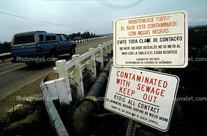 Contaminated with Sewage, Keep Out, Caution, warning, Wall
