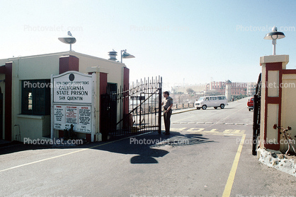 Watch Tower, guard tower, San Quentin Prison, entrance gate, sign, signage, guard