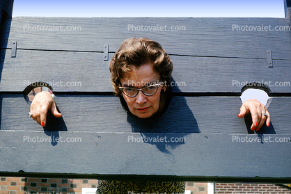 Gallows, Woman in Stocks, cateye glasses, 1960s