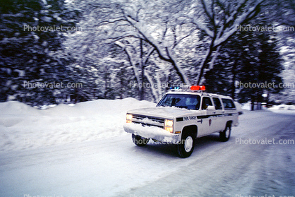 squad car in snow, Park Ranger, road, car, vehicle