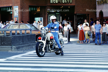 Crosswalk Traffic Control, Uniform, Helmet, Ginza District, Tokyo