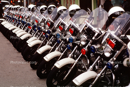 SFPD, Line of Parked Police Motorcycles