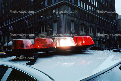 squad car, flashing lights, New York City