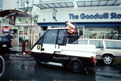 Meter maid, parking enforcement, The Goodwill Store, tri-wheeler, three-wheeler, minicar, microcar