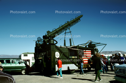 Mock military vehicle, missile, Nevada Test Site