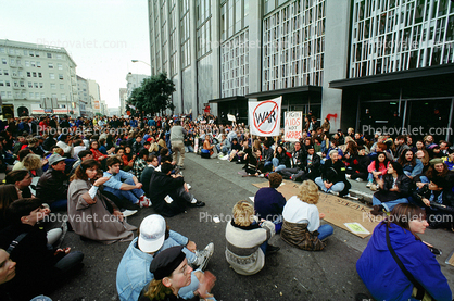 Anti-war protest, First Iraq War, People, Protesters, sit-down, January 15 1991