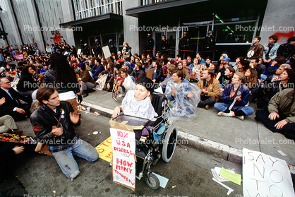 Wheelchair Protester, Anti-war protest, First Iraq War, People, sit-down, January 15 1991