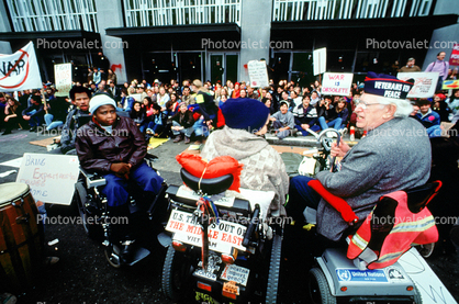 Veterans for Peace, wheelchairs, Anti-war protest, First Iraq War, January 15 1991