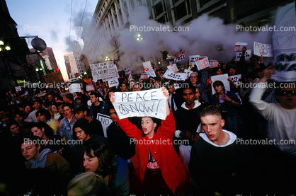 Shouting Woman, Market Street, Anti-war protest, First Iraq War, January 16 1991
