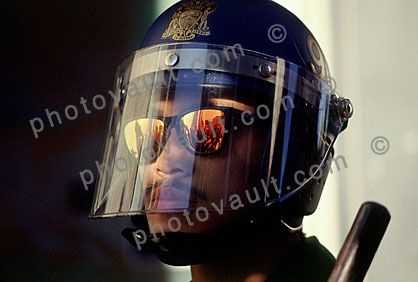 Police Line, Baton, Helmet, Anti-war protest, First Iraq War, January 17 1991