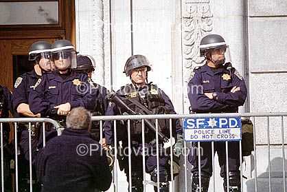 State Police (CHP) Protecting a State building at an Anti-Iraq War Rally